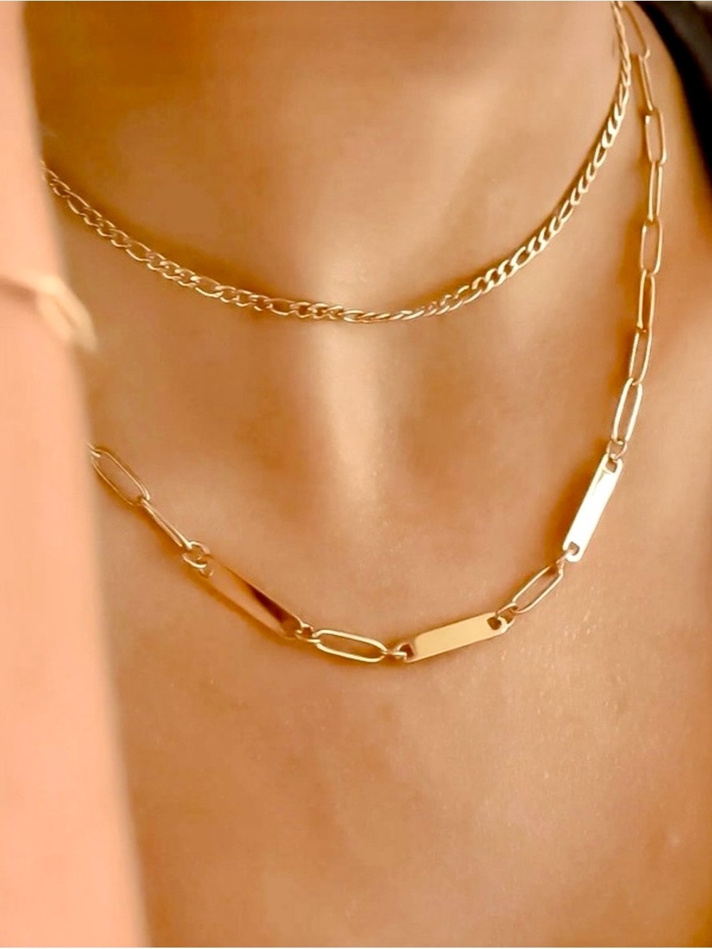 14K Gold Filled Triple Bar Paperclip Necklace